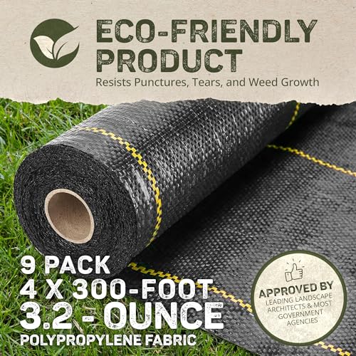 Dewitt Sunbelt Woven Weed Barrier Landscape Fabric Ground Cover 4' x 300' (9 Pack)