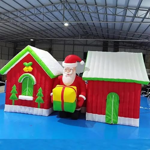 Alessia Cara Inflatable Christmas Houses and Santa Claus with Blower Red/White 23x10x11.5ft