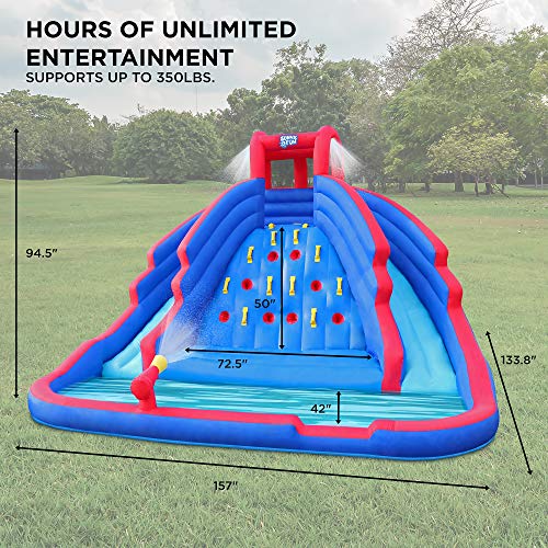 SUNNY & FUN Ultra Climber Inflatable Water Slide Park with Climbing Wall Blue/Red