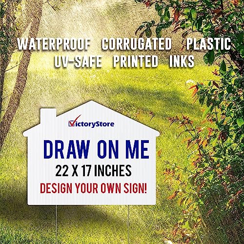 VictoryStore 22” x 17” House Shaped Blank Yard Signs White