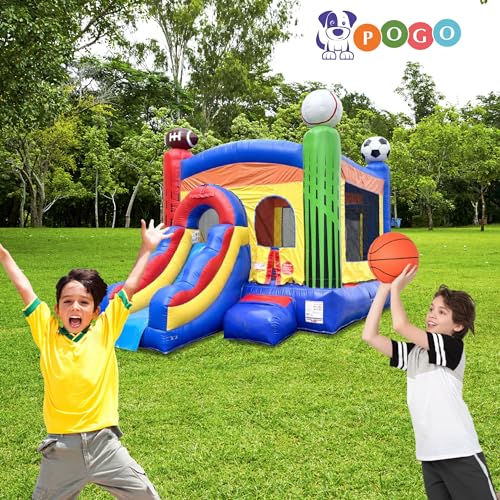 Pogo Bounce House Inflatable Sports Bounce House with Slide Deluxe Sports