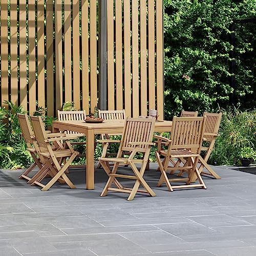 Amazonia Teak Dubai 9-Piece Square Dining Set Light Brown