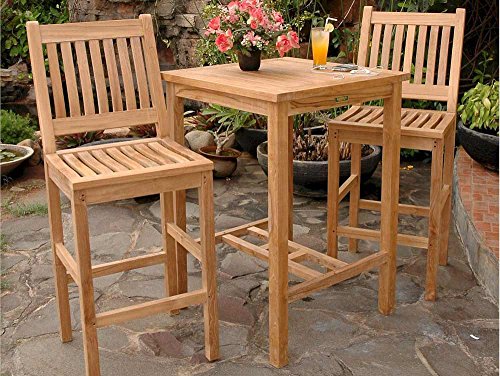 Anderson Teak Bahama Avalon 3-Piece Square Bar Set White