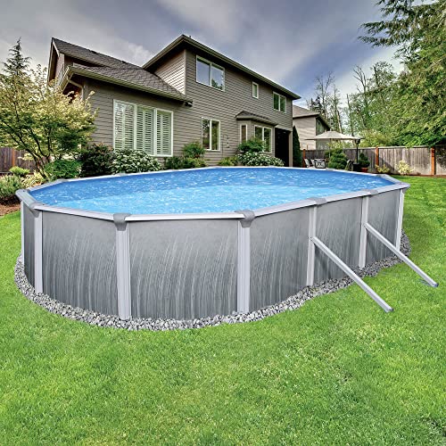 Blue Wave NB2624 Martinique 15' x 30' Oval 52" Steel Pool in Blue Gray