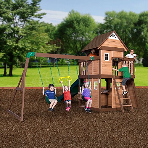 Backyard Discovery Mount Triumph Cedar Swing Set Light Brown