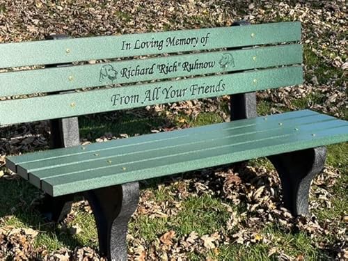 The Roudebush Company Memorial Park Bench with Color Filled Epoxy Letters Recycled Plastic