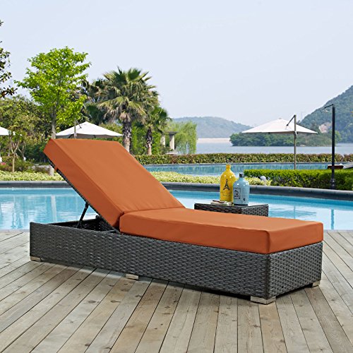 Modway Sojourn Wicker Rattan Outdoor Chaise Lounge in Tuscan Orange