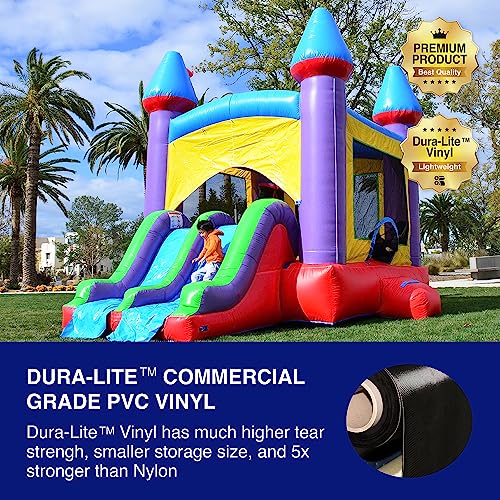 HERO KIDDO Jelly Bean Castle Bounce House with Dual Slide Red/Yellow/Purple/Blue