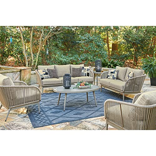 Signature Design by Ashley Swiss Valley Bohemian Outdoor Loveseat with Cushion Light Brown