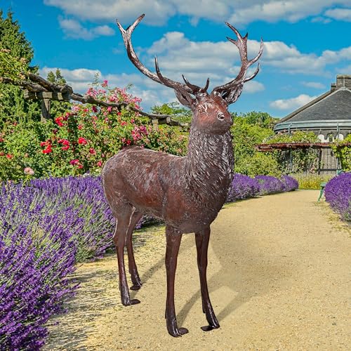 Design Toscano Standing Stag Deer Cast Bronze Garden Statue Brown