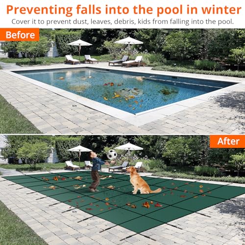 GARVEE Pool Safety Cover Green Mesh Fits 18x36ft Inground Pool