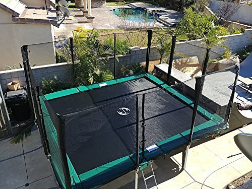 Galactic Xtreme Rectangle Gymnastic Trampoline with Safety Net Black and Green