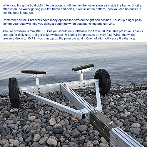 Seamax Aluminium Portable Boat Dolly Set with Handle Silver