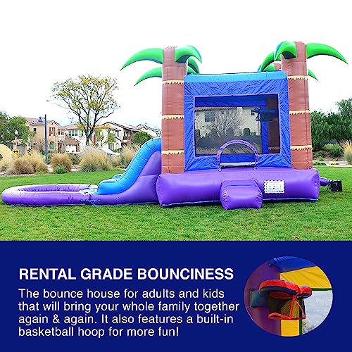 HERO KIDDO Enchanted Forest Bounce House Water Slide Combo Blue Purple