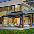 Greesum 12'x16' Hardtop Metal Gazebo Black