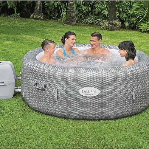 Bestway SaluSpa Honolulu AirJet Inflatable Hot Tub with 140 Jets & 4 Non-Slip Seats Gray