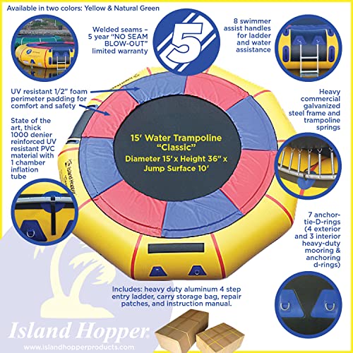 Island Hopper 15' Classic Water Trampoline Yellow