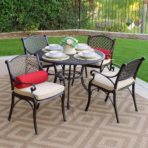Kinger Home 5-Piece Cast Aluminum Outdoor Dining Set with Cushions, Oil-Rubbed Bronze