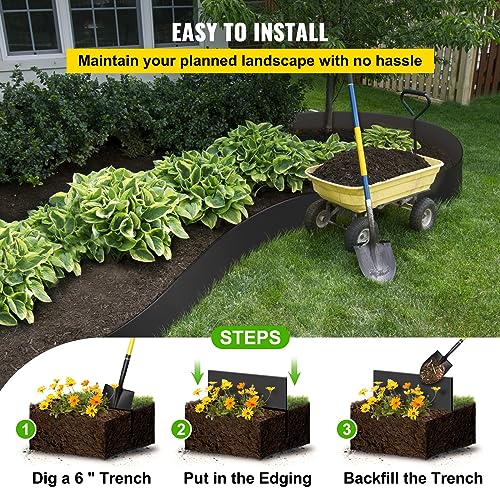 WACTO Flexible Landscape Edging 10" Depth 300 ft Recycled HDPE Black