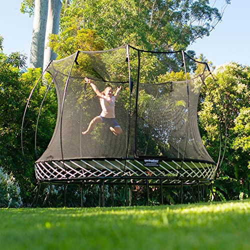 Springfree Medium Oval Trampoline 8x11 Ft + FlexrHoop Bundle Black