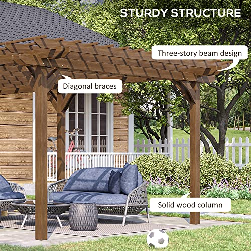 Outsunny 12' x 20' Outdoor Pergola Wood Gazebo Brown