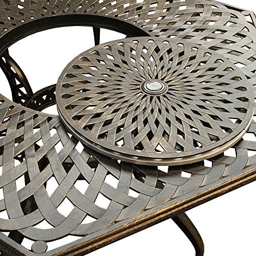 Oakland Living 63-Inch Bronze Hexagon Dining Set with Lazy Susan and Six Chairs
