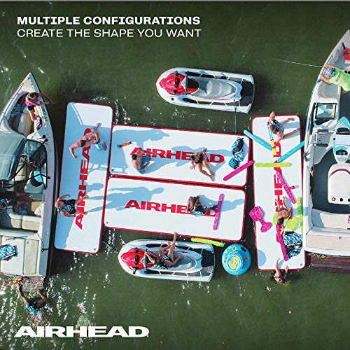 AIRHEAD Air Dock Watermat Inflatable | Holds Over 2000 Pounds, 12 Person | White / Red