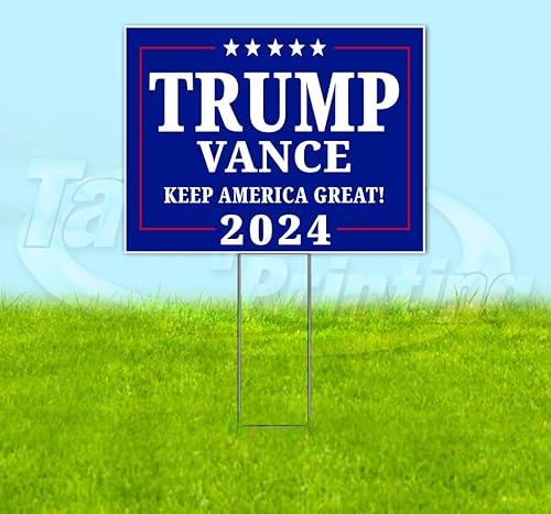 TampaPrinting Trump Vance Yard Sign 18" x 24" with Metal Step Stake
