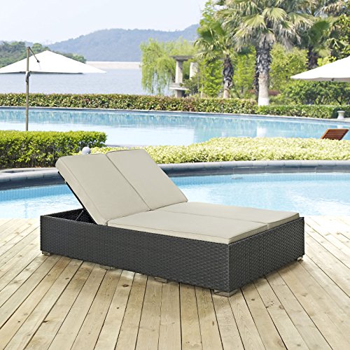 America Luxury - Outdoor Contemporary Modern Patio Lounge Chair Chaise Daybed Beige