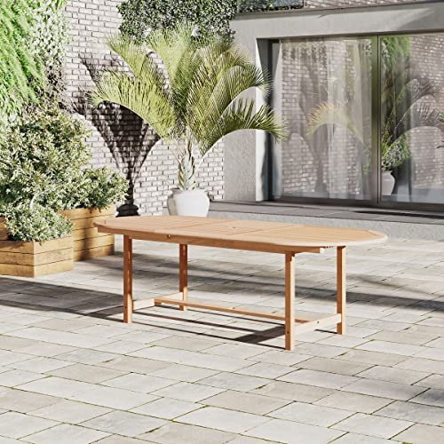 Amazonia Bristol 9-Piece Outdoor Oval Extendable Dining Table Set Certified Teak Amazonia