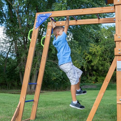 Backyard Discovery Beach Front Cedar Swing Set with Monkey Bars Multicolor