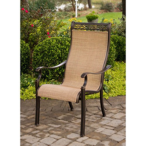 Hanover Monaco 9 Piece Outdoor Dining Set with 60" Square Glass-top Table and 8 Chairs Tan
