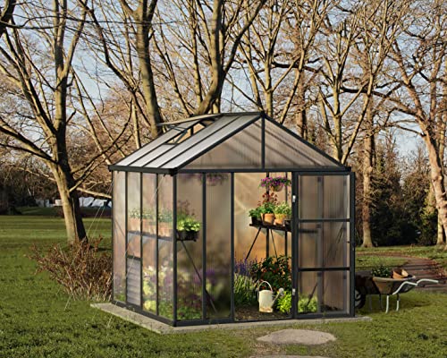 Palram Canopia HGK141 Glory Greenhouse with 4 HD Shelves 8'x8' Gray