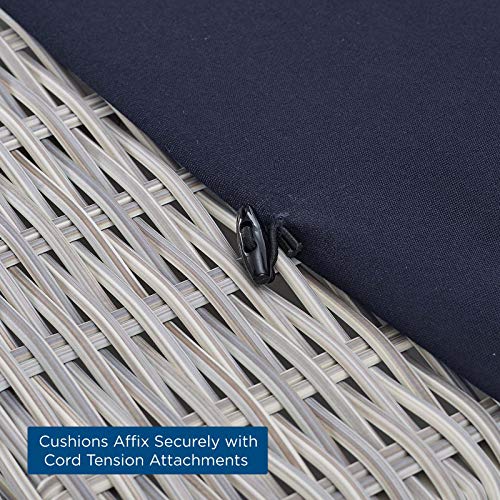 Modway Conway Sunbrella Outdoor Patio Wicker Rattan 2-Piece Armchair and Ottoman Set Light Gray Navy