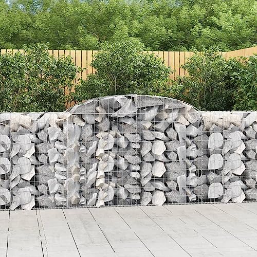 Arched Gabion Baskets 2 pcs 118.1"x19.7"x39.4"/47.2" Galvanized Iron for Outdoor Plants White Black Other