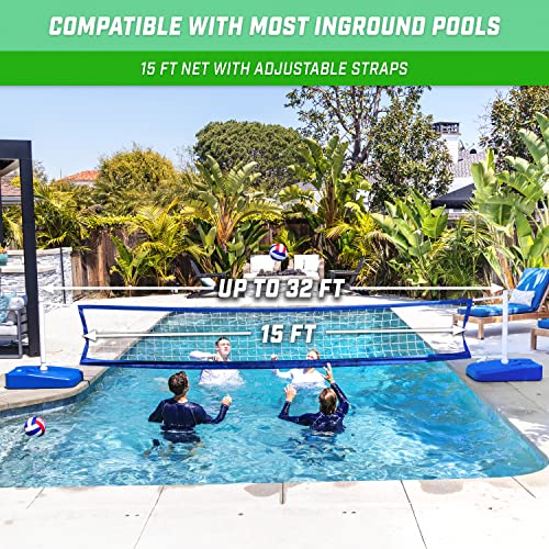GoSports Splash Hoop ELITE 2-in-1 Pool Basketball & Volleyball Game Set Blue