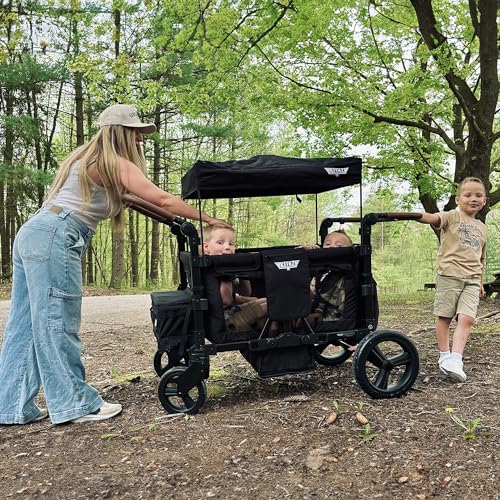 Keenz Duo Stroller Wagon with Canopy 4-Passenger Capacity Black