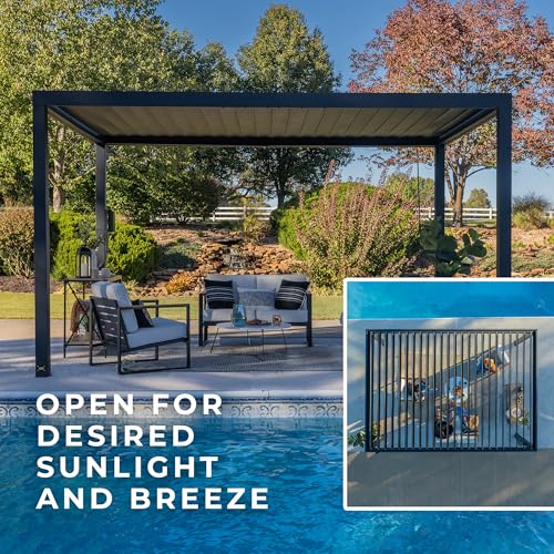 Backyard Discovery Sarasota 20' x 10' Galvanized Steel Pergola Kit with Adjustable Roof Black