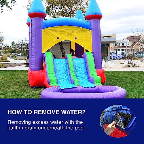 HERO KIDDO Jelly Bean Castle Bounce House Water Slide Combo with Blower - Multicolor