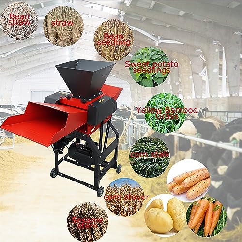 INTSUPERMAI Hay Cutter Pulverizer Grass Crusher 4-Blade 220V Red and Black
