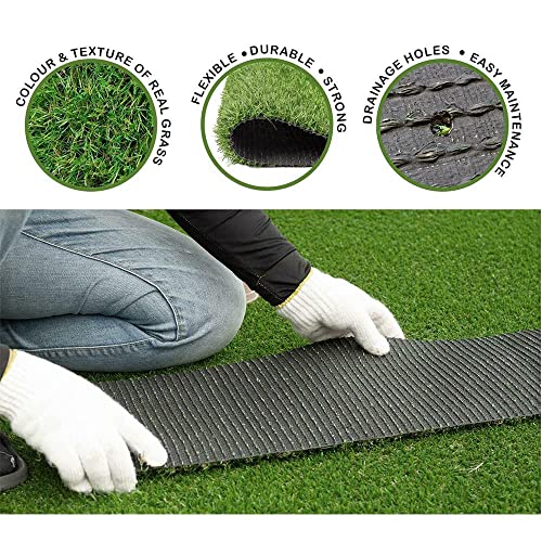 WarmShe Realistic Synthetic Artificial Grass Turf Rug Green 15FTx40FT