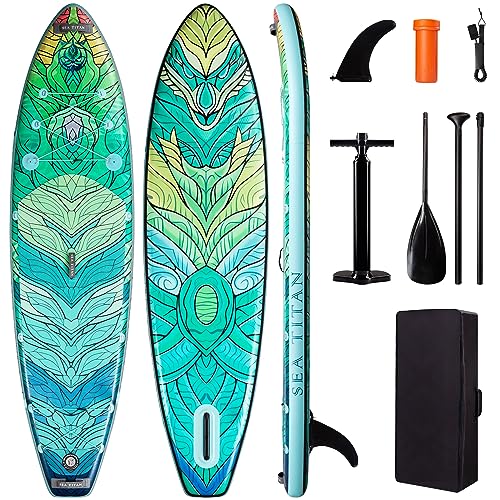 Sea Titan Dragon's Wave Premium X-Woven Inflatable Stand Up Paddleboard Green
