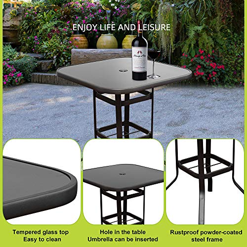 On Shine 5 PCS Outdoor Patio Swivel Bar Set with 4 Stools and 1 Table