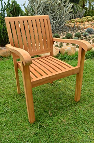 OnlineTeakFurniture 9 PC A Grade Outdoor Patio Teak Dining Set with 72" Round Table & 8 Naples Stacking Arm Chairs Brown
