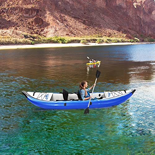 Loyaltaling Inflatable Whitewater Fishing Kayak Set Blue
