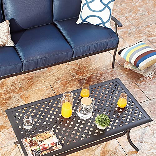 PatioFestival Heavy Duty 3-Person Cushioned Patio Loveseat with Coffee Table Blue
