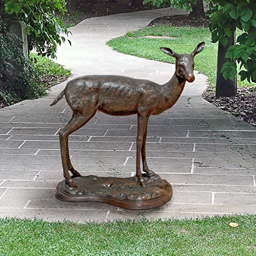 Design Toscano Standing Mother Doe Deer Bronze Cast Garden Statue