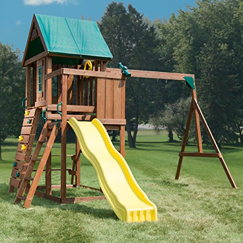 Swing-N-Slide Altamont Wooden Swing Set with Slide & Swings Yellow