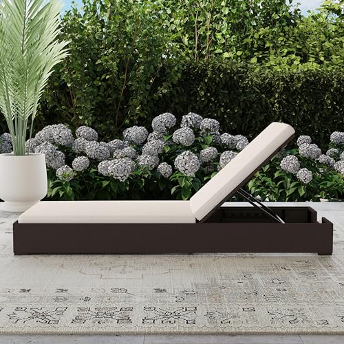 Homestyles Palm Springs Outdoor Chaise Lounge 1 Seat Beige/Brown