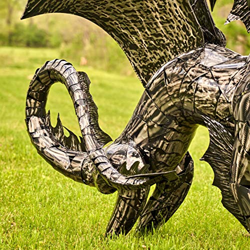 Zaer Ltd. Large Metal Dragon Statue 89" L x 79" W x 73" H Metallic Silver